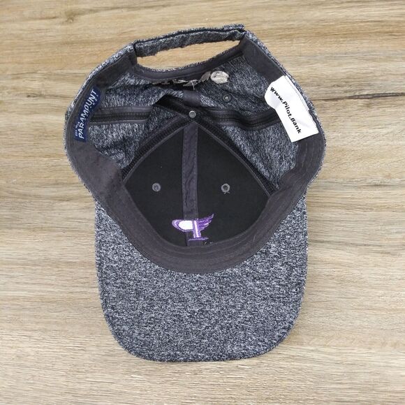 Pilot Bank Hat Gray Purple Logo Adjustable Baseball Cap - Picture 8 of 11